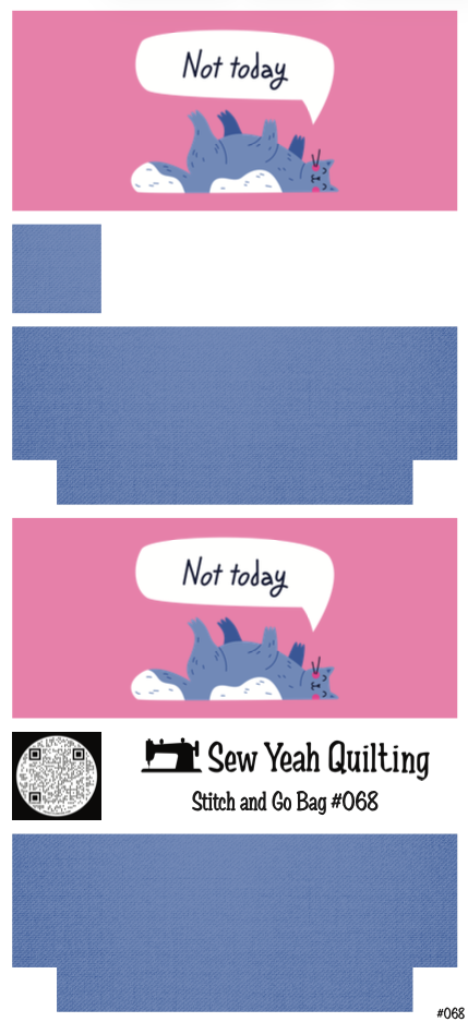 Stitch & Go Bag #68 - Quote "Not Today" Cat on Purple
