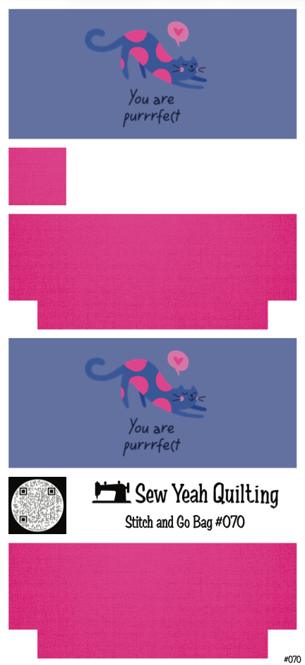 Stitch & Go Bag #70 - Quote "You are purrrfect" Cat on Pink