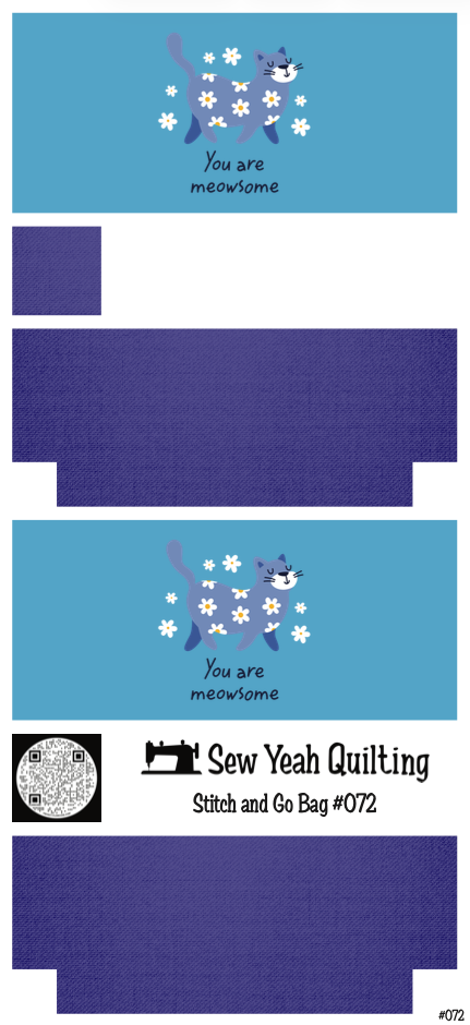 Stitch & Go Bag #72 - Quote "You are meowsome" Cat on Royal Purple