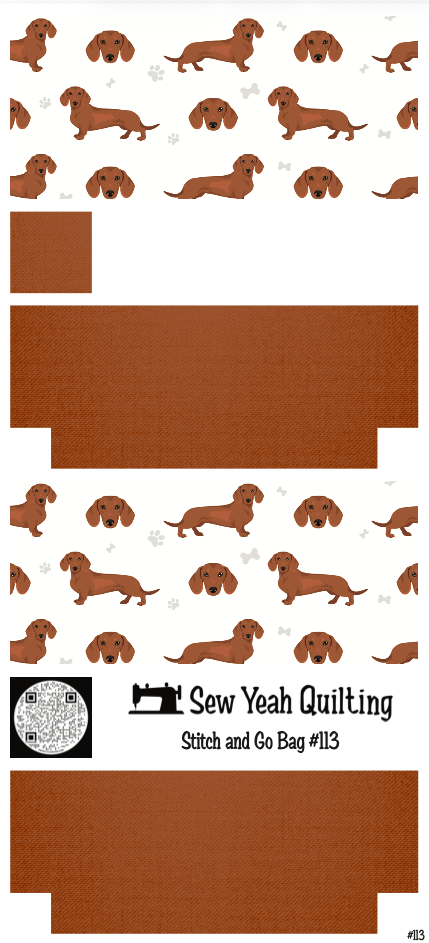 Stitch & Go Bag #113 - Dog Dachshund on Brown