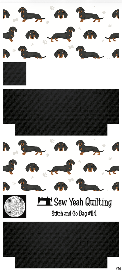 Stitch & Go Bag #114 - Dog Dachshund on Black