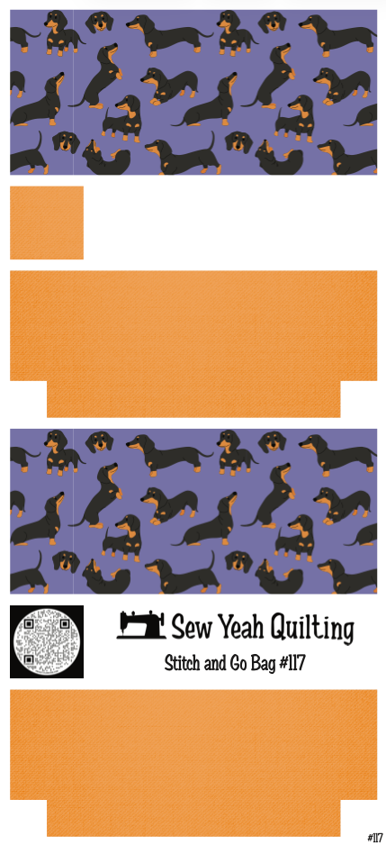 Stitch & Go Bag #117 - Dog Dachshund Black on Orange