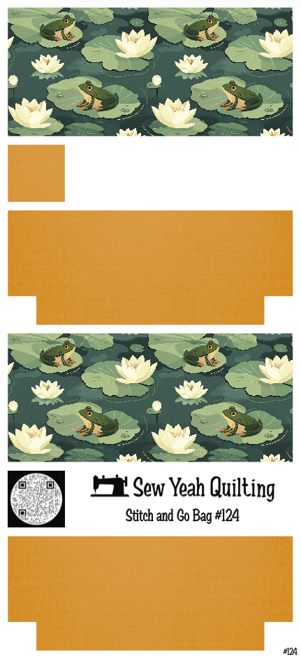Stitch & Go Bag #124 - Frogs & Lilypads on Gold