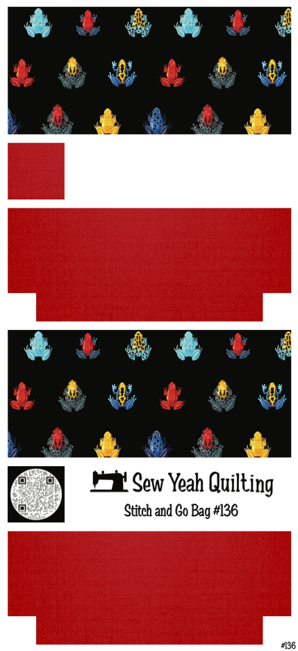 Stitch & Go Bag #136 - Frogs Mini on Bright Red