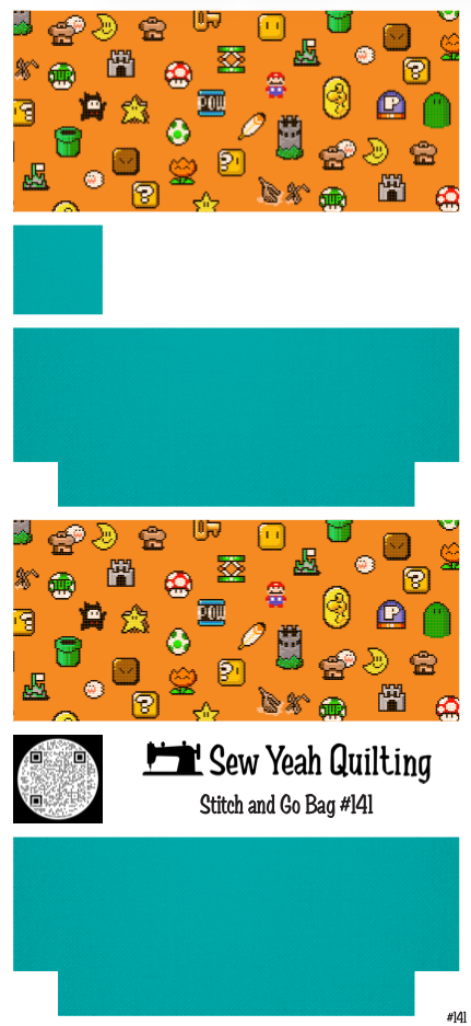 Stitch & Go Bag #141 - Super Mario Icons on Teal