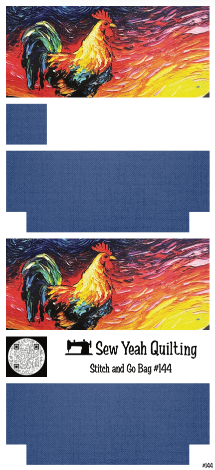 Stitch & Go Bag #144 - Rooster Painting on Royal Blue