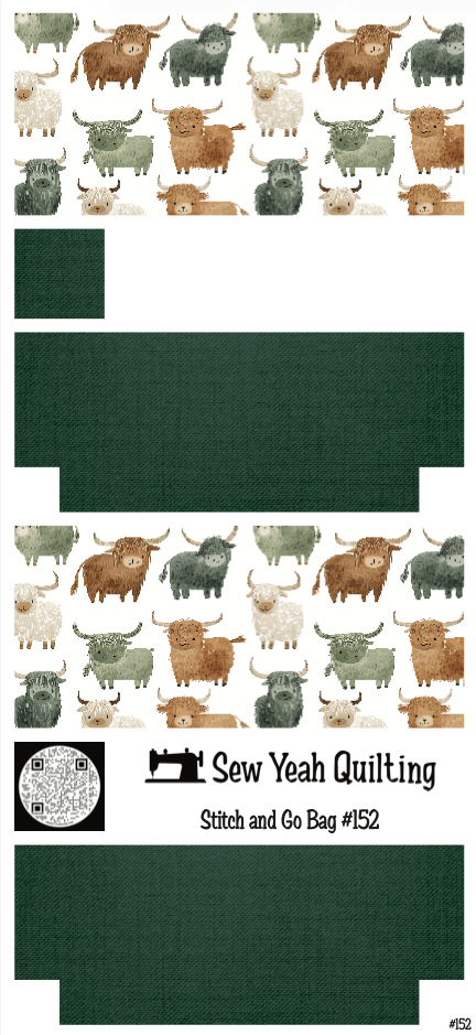 Stitch & Go Bag #152 - Cows on Green