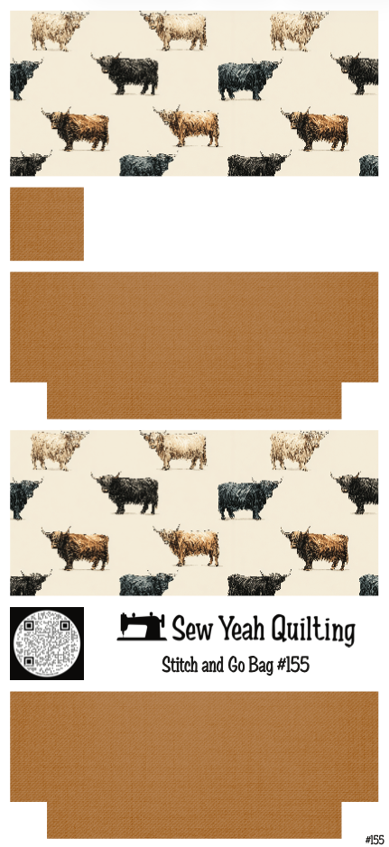 Stitch & Go Bag #155 - Cows on Light Brown