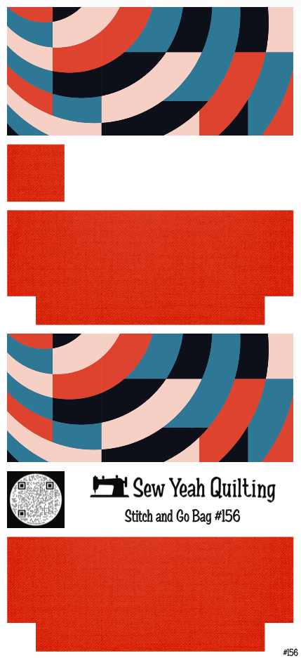 Stitch & Go Bag #156 - Geometric Rings on Red