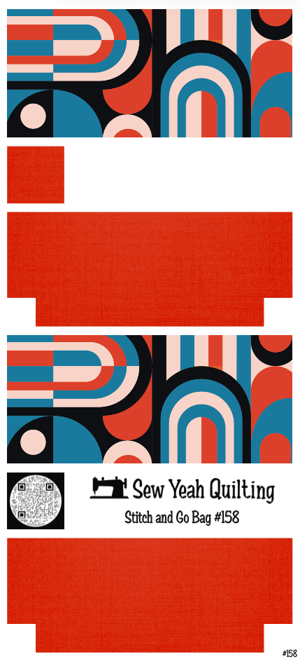 Stitch & Go Bag #158 - Geometric Arches on Red