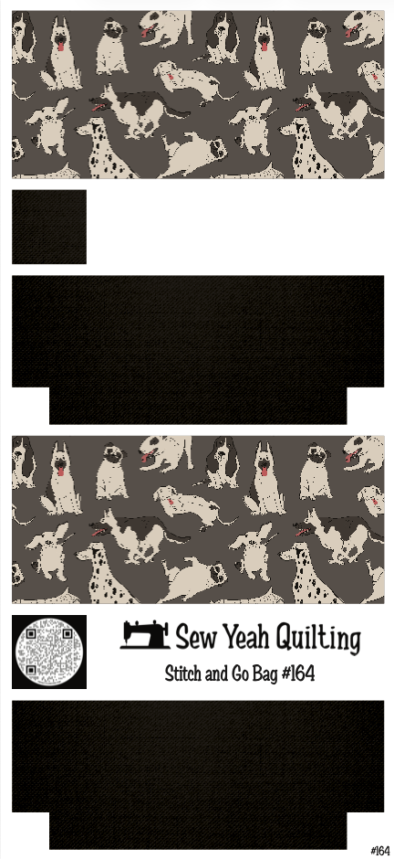 Stitch & Go Bag #164 - Dogs Doodle Mix on Black