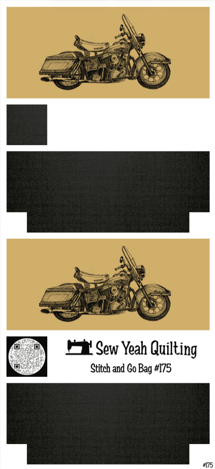Stitch & Go Bag #175 - Motorcycle on Gray