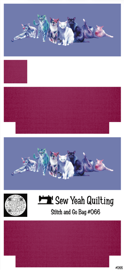 Stitch & Go Bag #66 - Cats Watercolor on Pink