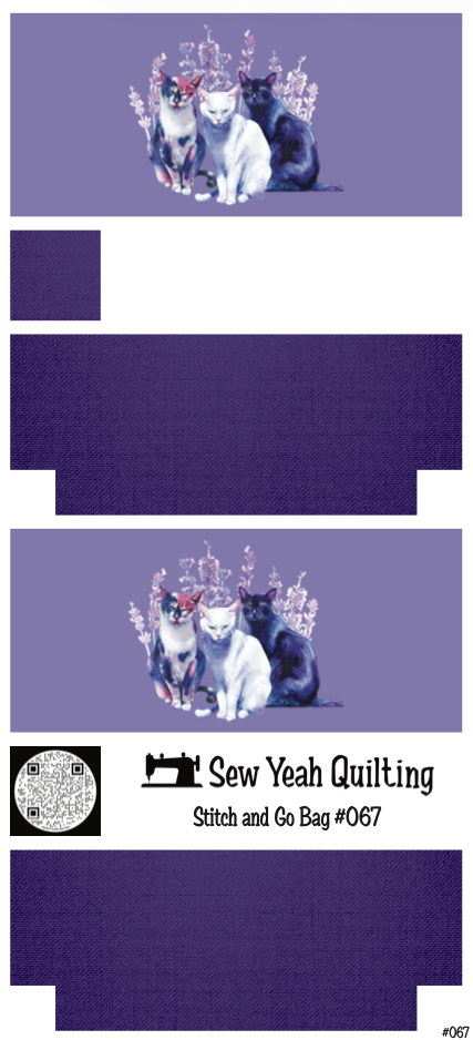 Stitch & Go Bag #67 - Cats & Lavender on Violet