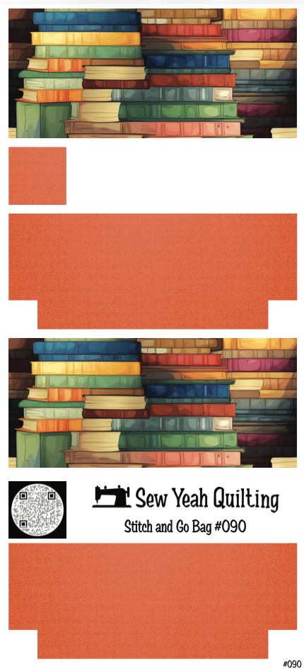 Stitch & Go Bag #90 - Books Stacks Colorful on Orange