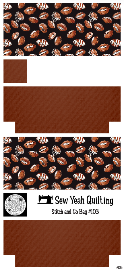 Stitch & Go Bag #103 - Footballs & Helmets on Brown