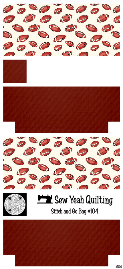 Stitch & Go Bag #104 - Footballs on Reddish Brown