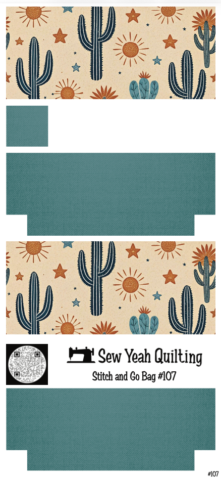 Stitch & Go Bag #107 - Desert Cactus & Stars on Blue