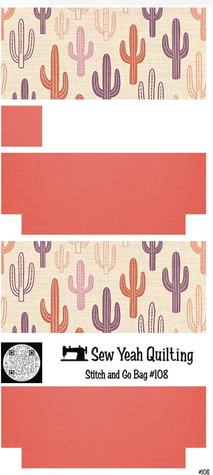 Stitch & Go Bag #108 - Cactus on Pink Coral