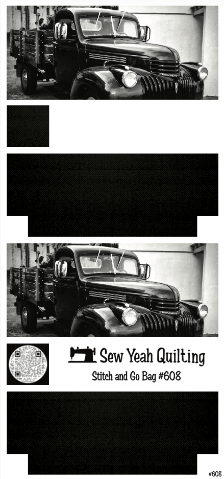 Stitch & Go Bag #608 - Car Vintage Truck on Black