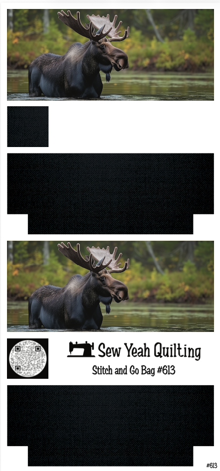 Stitch & Go Bag #613 - Animal Moose in Water on Black
