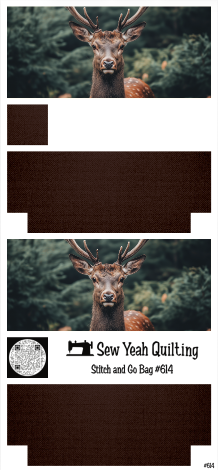 Stitch & Go Bag #614 - Animal Deer Head on Dark Brown