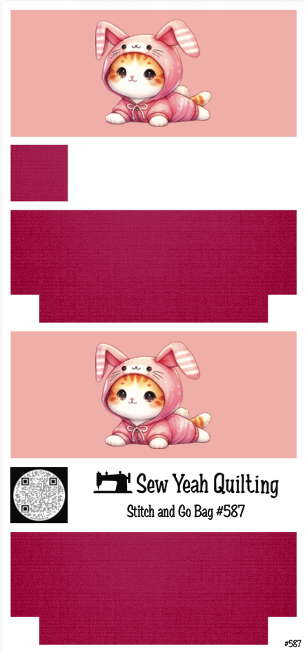 Stitch & Go Bag #587 - Cat Pink Bunny Costume on Magenta