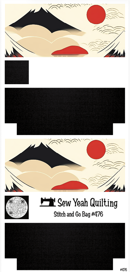 Stitch & Go Bag #476 - Fuji Rising Sun on Black