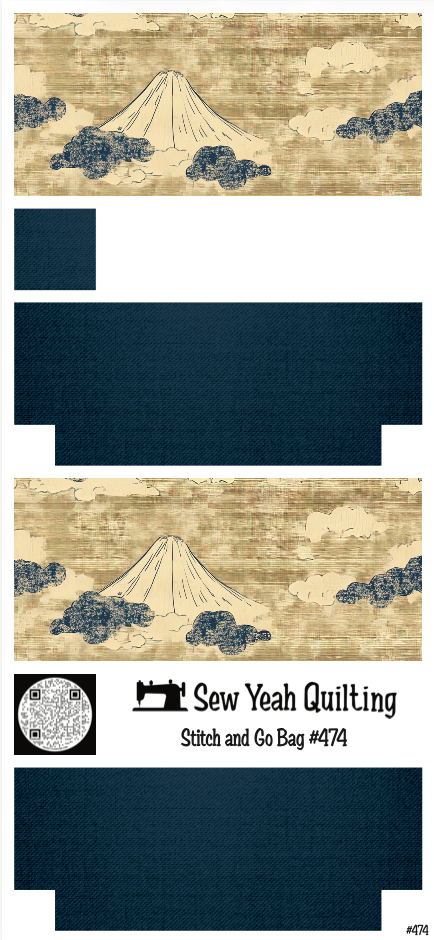 Stitch & Go Bag #474 - Fuji Texture Clouds on Petrol Blue