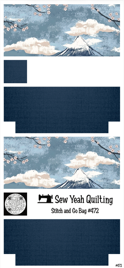 Stitch & Go Bag #472 - Fuji Texture Cherry on Denim Blue