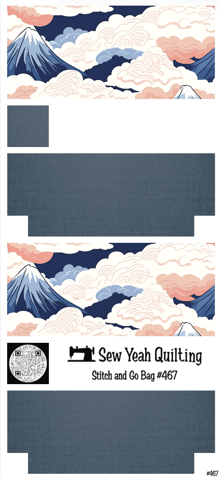Stitch & Go Bag #467 - Fuji Peak Clouds on Slate Blue