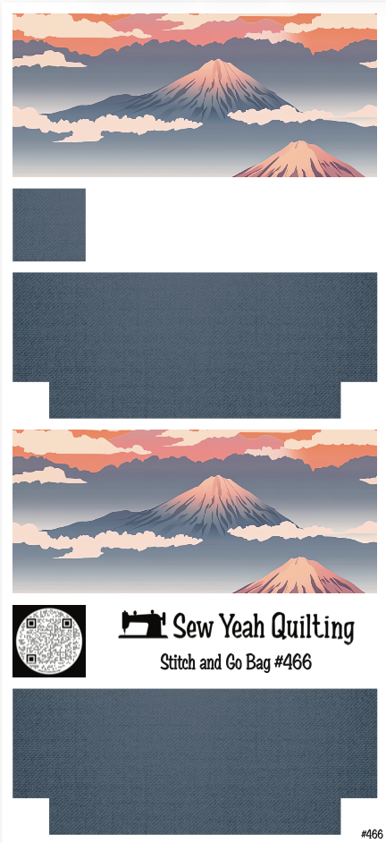Stitch & Go Bag #466 - Fuji Clouds Sunrise on Dusty Blue