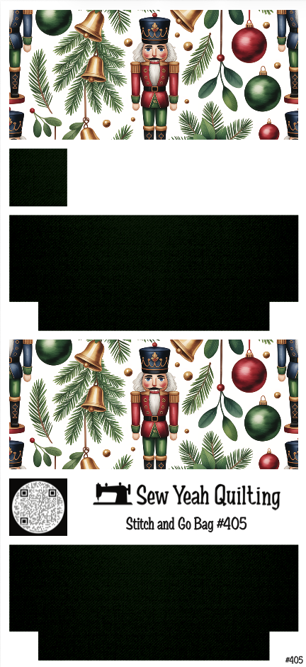 Stitch & Go Bag #405 - Christmas Nutcrackers on Green
