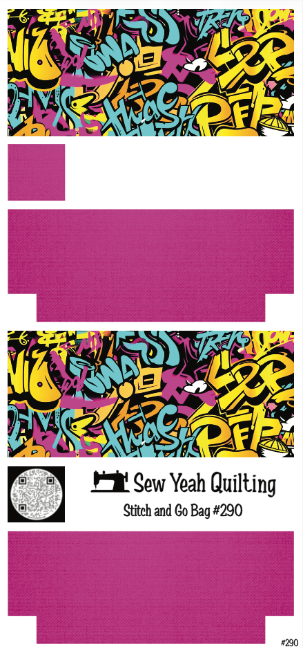 Stitch & Go Bag #290 - Graffiti Text on Magenta