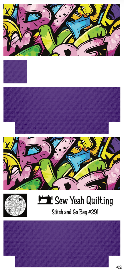 Stitch & Go Bag #291 - Graffiti Bubbly Letters on Violet