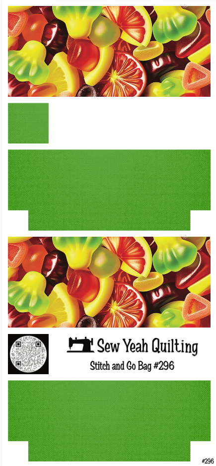 Stitch & Go Bag #296 - Gummy Fruit Slices on Green