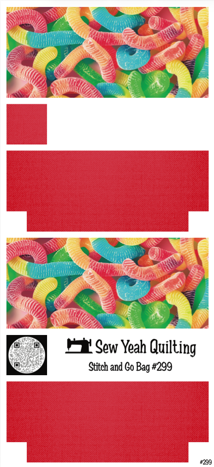 Stitch & Go Bag #299 - Gummy Worms Rainbow on Red