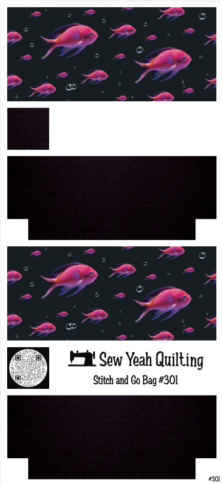 Stitch & Go Bag #301 - Purple Pink Fish and Bubbles