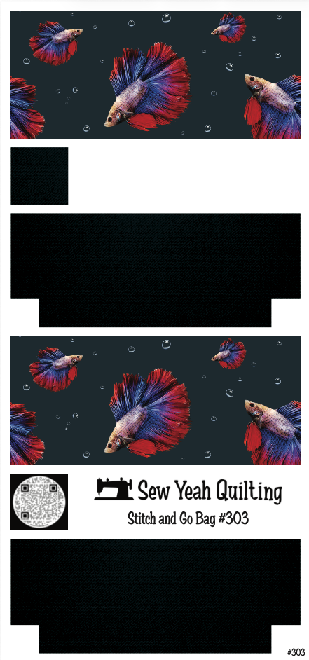 Stitch & Go Bag #303 - Pink-Blue-Red Fish and Bubbles