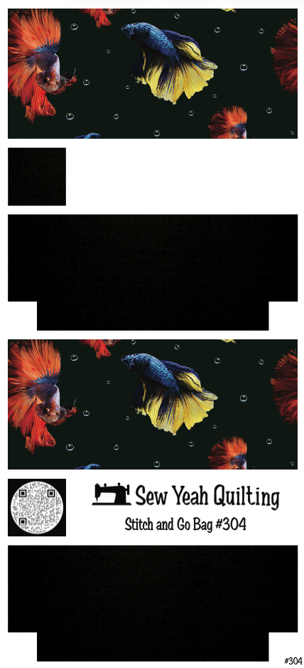 Stitch & Go Bag #304 - Orange and Blue-Yellow Fish and Bubbles