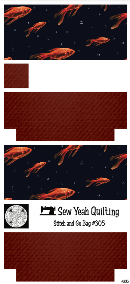 Stitch & Go Bag #305 - Orange Fish and Bubbles