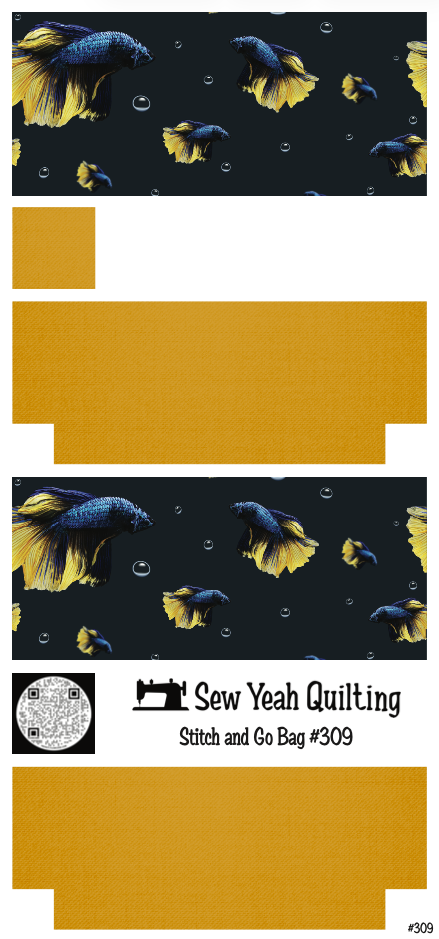 Stitch & Go Bag #309 - Blue-Yellow Betta Fish and Bubbles