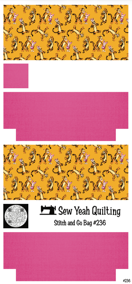 Stitch & Go Bag #236 - Tiger & Piglet on Pink