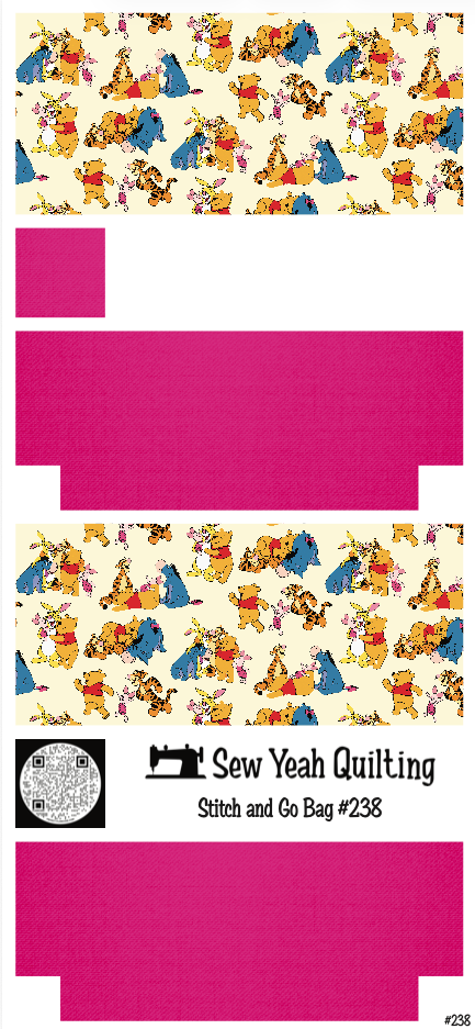Stitch & Go Bag #238 - Pooh & Friends on Hot Pink