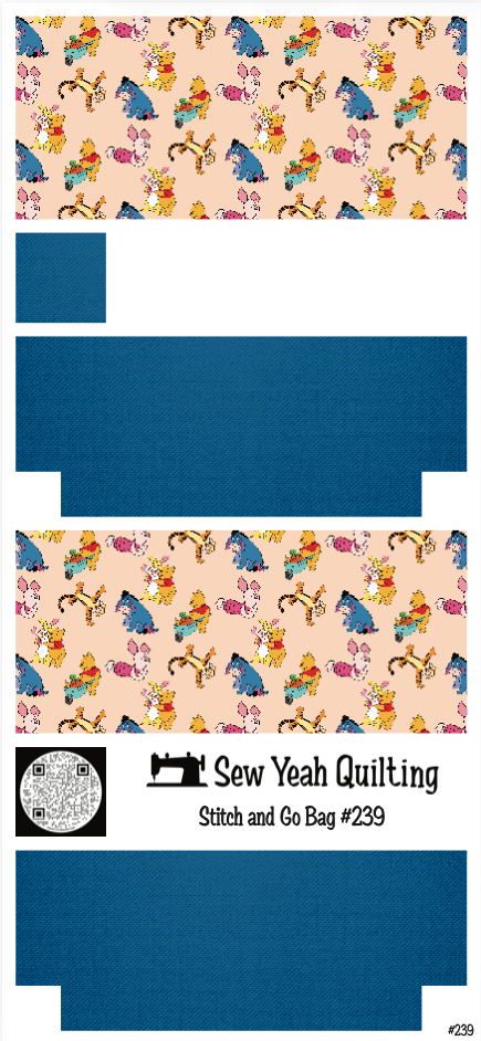 Stitch & Go Bag #239 - Pooh & Friends on Blue