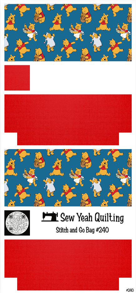 Stitch & Go Bag #240 - Pooh Cooking, Honey, Pajama on Red