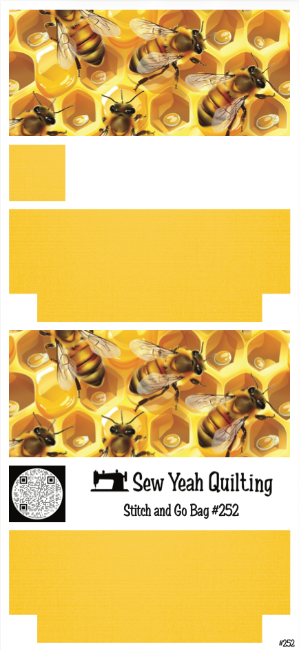 Stitch & Go Bag #252 - Bees & Honey Drops on Yellow