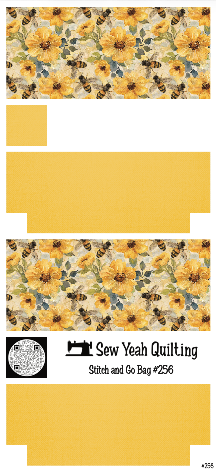 Stitch & Go Bag #256 - Bees & Yellow Flowers on Light Yellow