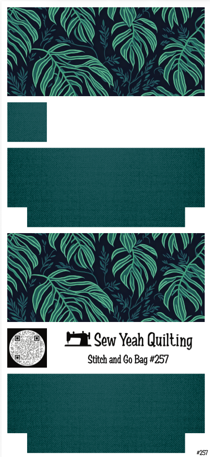 Stitch & Go Bag #257 - Leaves & Foliage on Teal