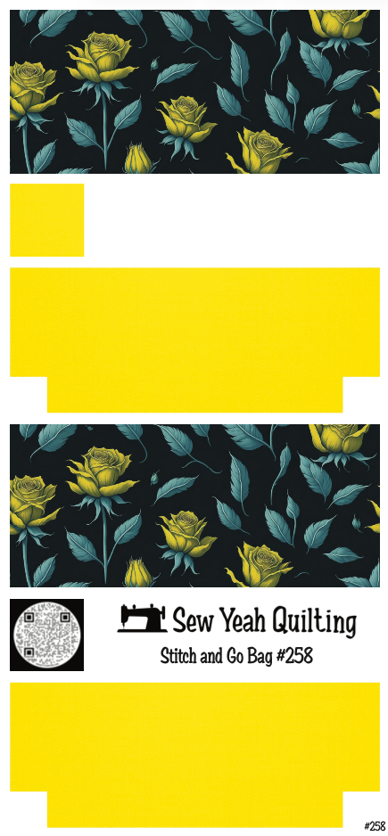 Stitch & Go Bag #258 - Flowers Roses Yellow on Yellow